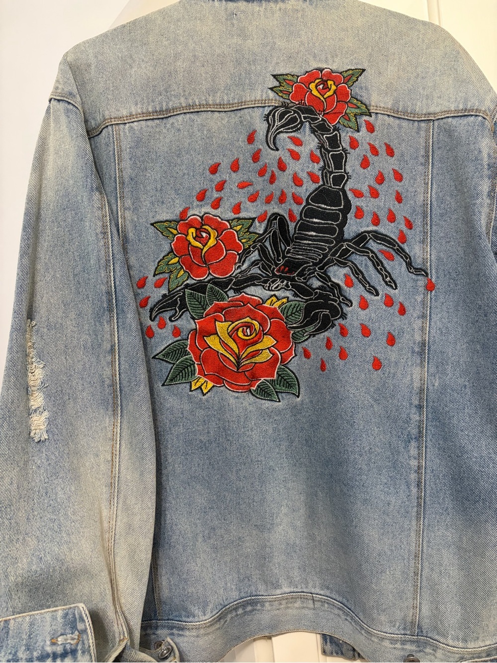 Vintage Empyre Denim Jacket with Scorpion Floral Embroidery